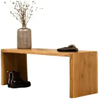 Holz4home Massivholz Hocker Bank aus Eiche mit Baumkante L