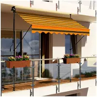 Swing&Harmonie LED - Markise mit Kurbel 200cm Breit Klemmmarkise Balkonmarkise Sonnenschutz Terrasse Balkon - 200x150cm - schwarz/orange - horizontal