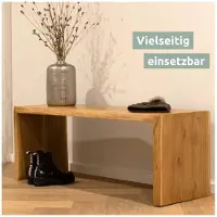 Holz4home Massivholz Hocker Bank aus Eiche mit Baumkante M