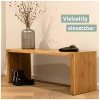 Holz4home Massivholz Hocker Bank aus Eiche mit Baumkante S