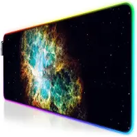 Titanwolf RGB Gaming Mauspad, Mousepad XL 800 x 300mm verbessert Präzision & Geschwindigkeit, Galaxie Grün