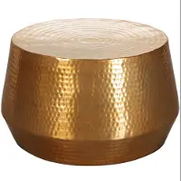 KADIMA DESIGN Couchtisch "Enns": Orientalisch, Aluminium, Hammerschlagstruktur, praktische Ablage. Gold, 60x60x36 cm |