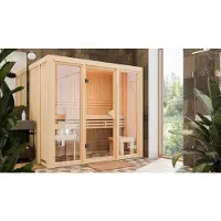 Karibu Sauna "View 2" SET naturbelassen 3,6kW Ofen finnisch
