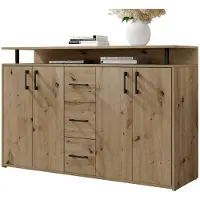 Die Möbelfundgrube Highboard 4 Türen 3 Schubladen Artisan Eiche 139 cm - DRIFT