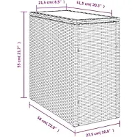 vidaXL Garten-Beistelltisch mit Glasplatte Grau 58x27,5x55 cm Rattan