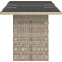 vidaXL Gartentisch mit Glasplatte Hellgrau 190x80x74 cm Poly Rattan