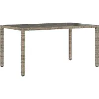 vidaXL Gartentisch mit Glasplatte Grau 150x90x75 cm Poly Rattan