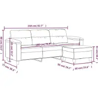 vidaXL 3-Sitzer-Sofa mit Hocker Schwarz 180 cm Mikrofasergewebe