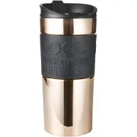 Bodum Reisebecher Travel Mug doppelwandig mit Silikonrand Kupfer / Schwarz 350 ml