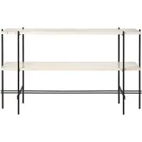 Gubi - Travertine Konsole, 2 Böden, schwarz / weiß