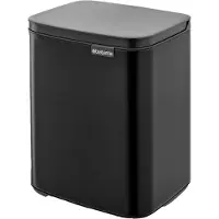 Brabantia Bo Waste Bin, 7 l, Rechteckig, Stahl, Schwarz, Stahl, Manuell