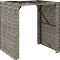 vidaXL Bartisch mit Glasplatte Grau 105x80x110 cm Poly Rattan