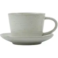 House Doctor Pion Tasse und Untertasse grau/weiß, 4er-Set – 206260237