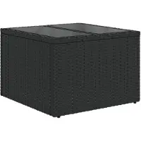 vidaXL Gartentisch mit Glasplatte Schwarz 55 x 55 x 37 cm Poly Rattan