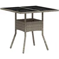 vidaXL Gartentisch mit Glasplatte Hellgrau 80x80x75 cm Poly Rattan