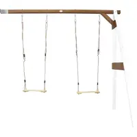 Axi Schaukel in Weiß / Braun aus FSC Holz | Doppelschaukel für 2 Kinder / Kinderschaukel | Anbauschaukel für den Garten