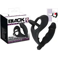 Black Velvets Black Velvet - Anale Vibrator mit Penis- und Hodenring (schwarz)