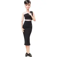 Barbie Signature Looks Puppe (Petite, Brünette Pixie Cut) Voll bewegliche Modepuppe mit schwarzem Midi-Rock