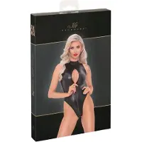 Noir - Schlangenhautmuster-Body (schwarz) - XL