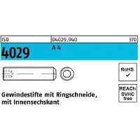 F. REYHER Nchfg. GmbH & Co. KG Gewindestift ISO 4029 Ringschneide/Innen-6-kant M 3 x 20 A 4