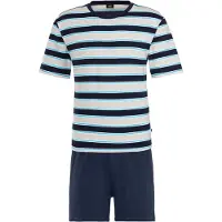 H.I.S. H.I.S Pyjama in navy, beige-navy-hellblau-gestreift | Gr.: 60/62