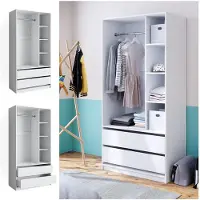 Vicco Kleiderschrank Elmo Weiß 100 x 200 cm mit 2 Schubladen, Model 40625