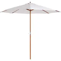 Outsunny Sonnenschirm Gartenschirm Holz Sonnenschirm mit Kurbel Balkon Sonnenschirm Pappelholz ? 2,7 m 84D-012