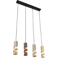 TRIO Leuchten - Moderne hanglamp zwart met taupe en beige 4-flammig-lichts - Stream I Wohnzimmer I Schlafzimmer - Metall Länglich - LED geeignet GU10