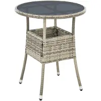 Juskys Polyrattan Gartentisch Yoro rund - wetterfest Ø 60 cm Outdoor Tisch - Grau