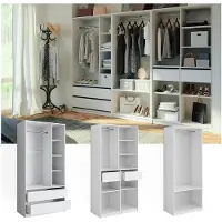 Vicco Kleiderschrank Elmo Weiß 280 x 200 cm 3er Set, Model 50205