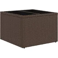 vidaXL Gartentisch mit Glasplatte Braun 55x55x37 cm Poly Rattan