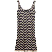 Superdry für Damen. W8011846A Navyfarbenes Minikleid aus Zickzack-Strick (M), Lässig, Viskose, Ärmellos / Hosenträger, Marine