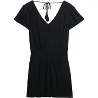 Superdry für Damen. W8011880A Bedruckter kurzärmeliger Jumpsuit schwarz (M), Lässig, Viskose, Kurzarm