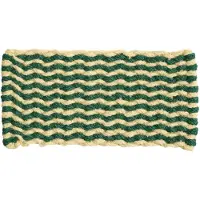 HAY - Stripe Wave Coco Fußmatte 40 x 80 cm (Dunkelgrün & Weiß)