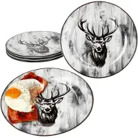 MamboCat 6x Alois Speiseteller Ø27,2cm Porzellan 6 Personen große Platte Essteller Hirsch