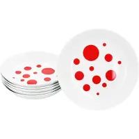 MamboCat 6er Set Pula rot Suppenteller 450ml Porzellan 6 Pers. tiefe Teller Pasta Punkte
