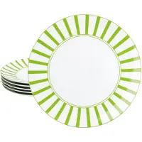 MamboCat Split grün 6x Speiseteller Ø27cm Porzellan 6 Personen Platte Essteller Streifen
