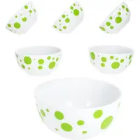 MamboCat Pula grün 6x Müsli-Schale Ø14cm 400ml Porzellan 6 Pers. Dessert-Schüssel Punkte