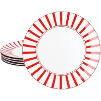 MamboCat Split rot 6x Speiseteller √ò27cm Porzellan 6 Personen Platte groß Essteller Streifen