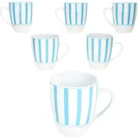 MamboCat Split türkis 6er Set Kaffeebecher 300ml Porzellan-Tasse 6 Pers Streifen Kakao