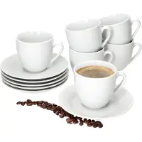 MamboCat 6er Set TOMMY Kaffeetasse mit Untertasse weiß Porzellan
