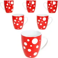 MamboCat Pula rot 6er Set Kaffeebecher 300ml Porzellan-Tasse 6 Personen Punkte Tee Kakao