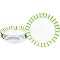 MamboCat Split grün 6er Set Suppenteller 450ml Porzellan Teller tief Pasta Streifen