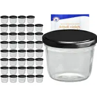 MamboCat 40er Set Sturzglas 230 ml mit schwarzem Deckel inkl. Diamant Gelierzauber Rezeptheft
