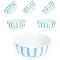 MamboCat Split türkis 6x Müsli-Schale Ø14cm 400ml Porzellan Dessertschüssel Streifen