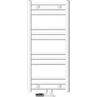 LuxeBath Badheizkörper Mittelanschluss 400 x 800 mm Weiß gerade mit Anschlussgarnitur inkl. Thermostat Eck Wand Weiß - Heizkörper, ohne Heizstab