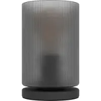 Eglo Nachttischlampe Colomera, elegante Glas Tischlampe, Zimmer Deko Schlafzimmer, Wohnzimmerlampe aus Metall in Schwarz und Rauchglas, E27, Ø 12 cm