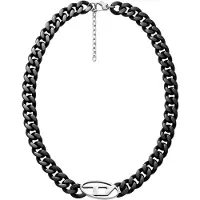 Diesel Oval D Schwarze Halskette DX1610931