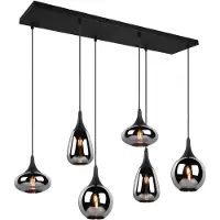 TRIO Hängelampe mit 6 Leuchten Lumina mit Rauchglas