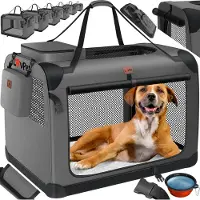 LOVPET Hundebox Hundetransportbox faltbar Inkl.Hundenapf Transporttasche Hundetasche Transportbox für Haustiere, Hunde und Katzen Haustiertransportbox